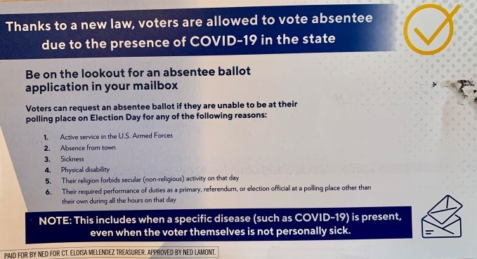 In Lieu of Early Voting CT Has AB Voting Option