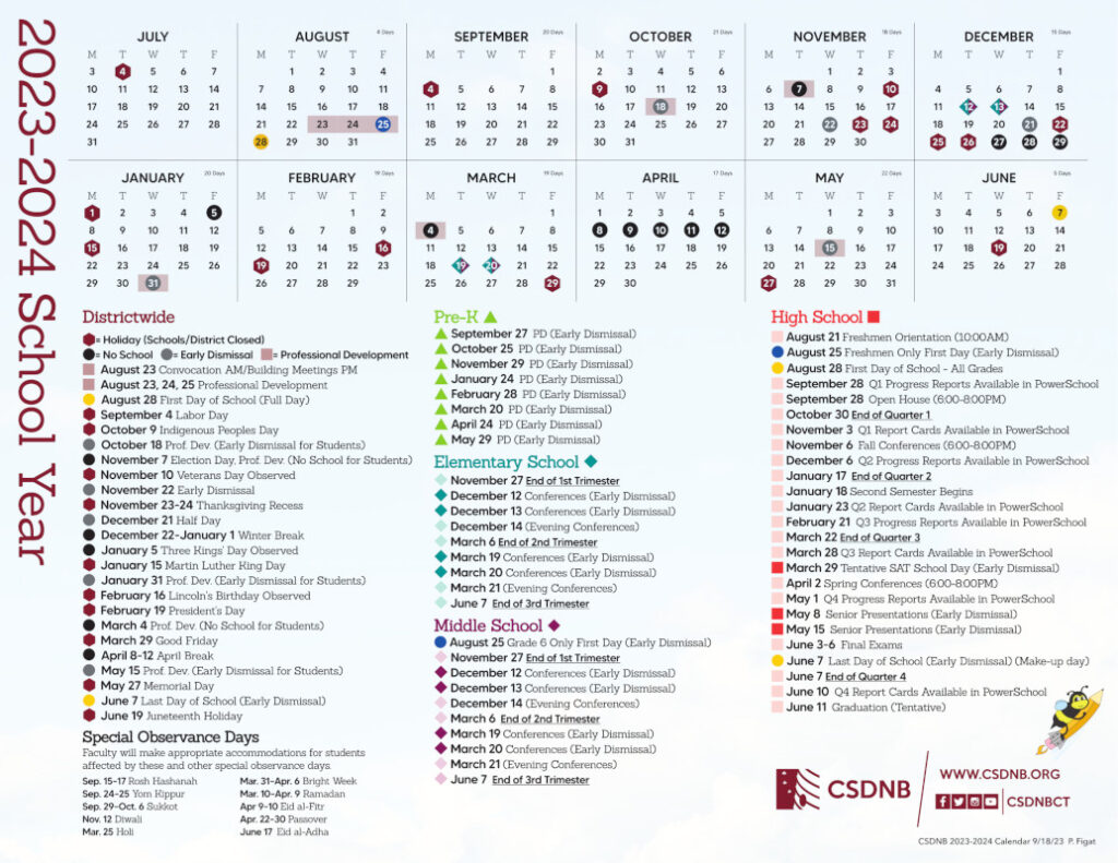 School System Publishes 20232024 School Calendar New Britain