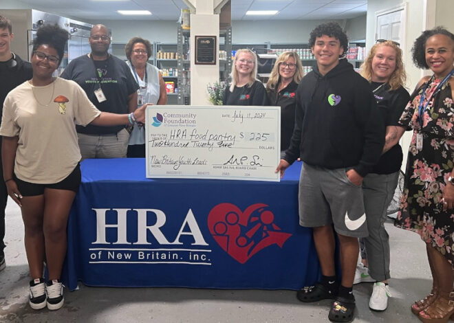 HRA Welcomes Donation from New Britain Youth Leads for Local Food Center