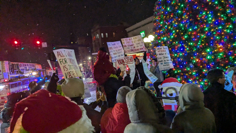 "Justice for Katherine Colon" protest. Many signs quoted in article.