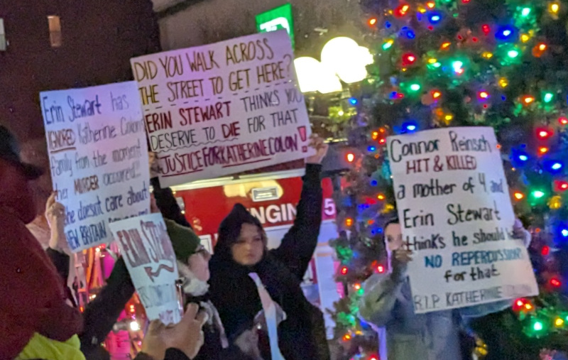 “Justice for Katherine” Protesters Interrupt Stewart at Christmas Tree Lighting