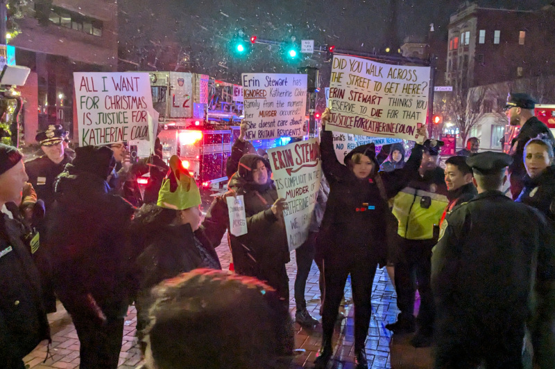 "Justice for Katherine Colon" protest. Many signs quoted in article.