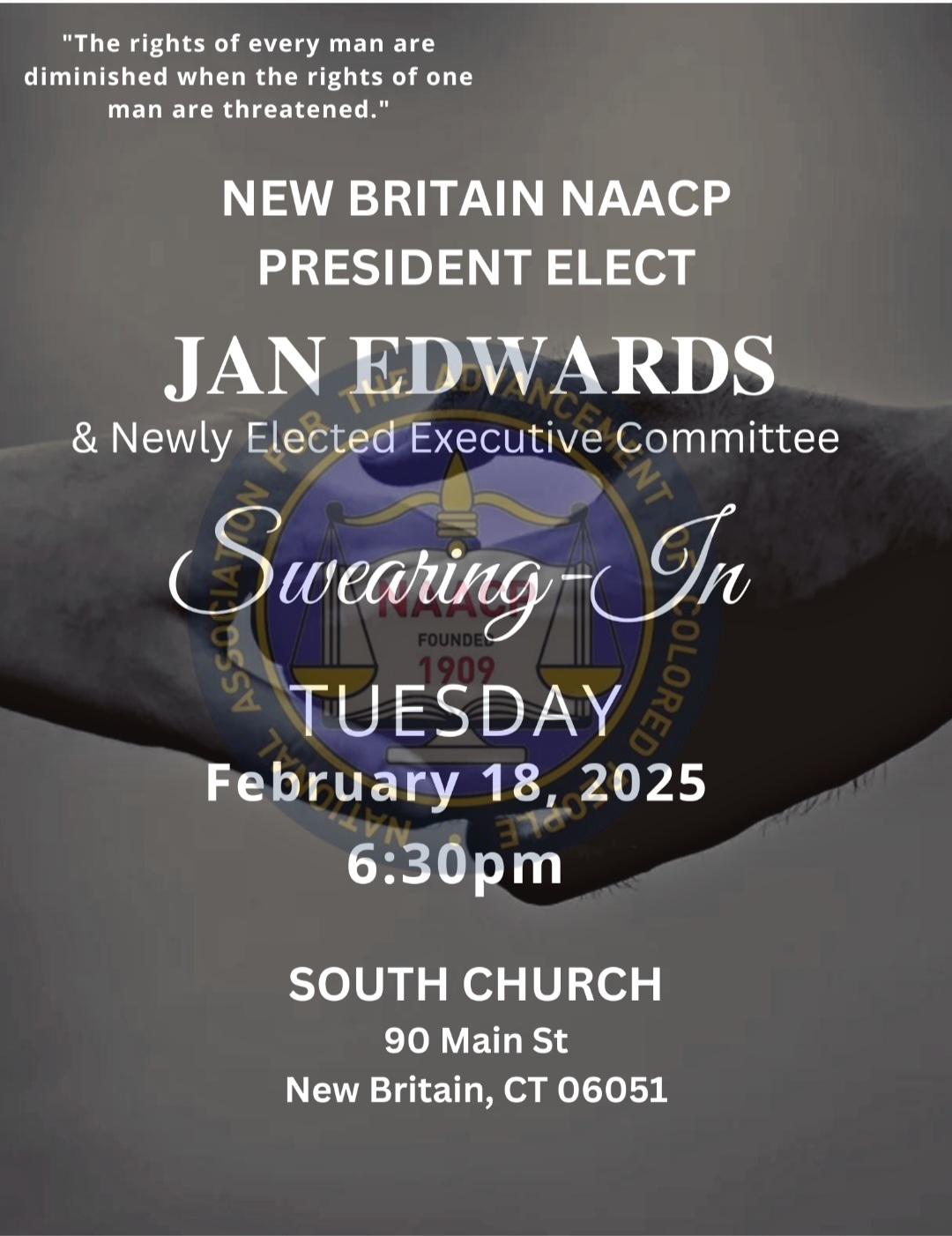 New Britain NAACP’s Newly Elected President Jan Edwards and Executive Committee to be Sworn in