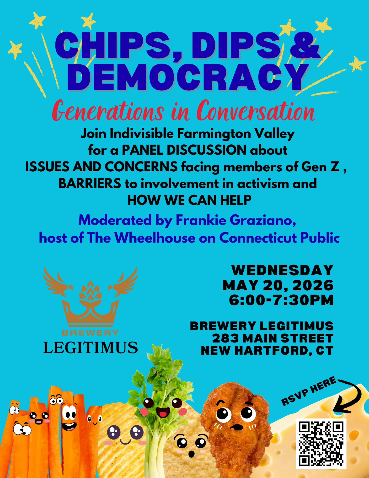 Indivisible Farmington Valley Hosting “Chips, Dips & Democracy” Event