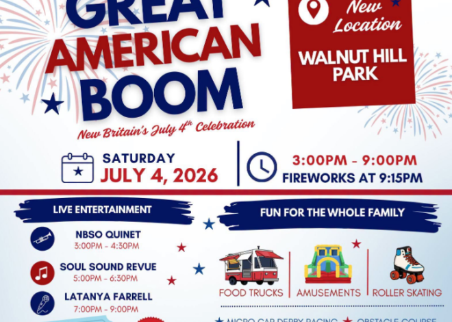 2026 New Britain 4th of July Fireworks, “Great American Boom” Presented by Mayor Bobby Sanchez and the City of New Britain – Free Event and Moved to Walnut Hill Park