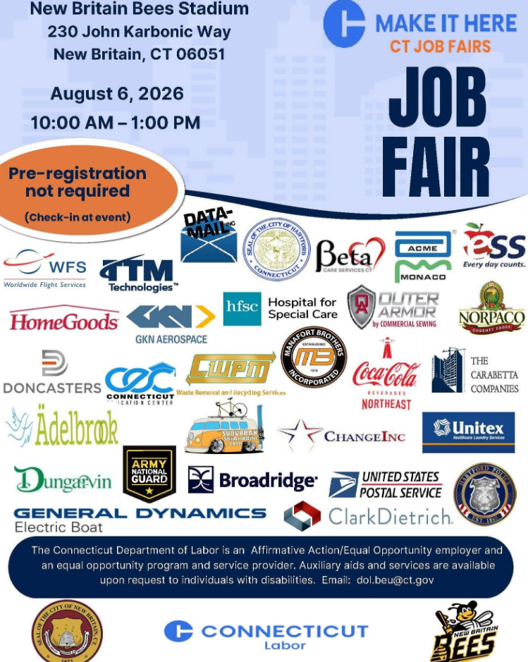 City of New Britain and Department of Labor to Host Job Fair